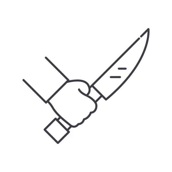 Climibing faca ícone, ilustração isolada linear, vetor de linha fina, sinal de web design, símbolo de conceito de esboço com curso editável no fundo branco. — Vetor de Stock