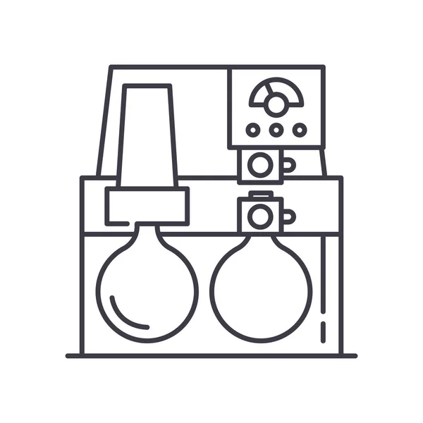 Icône d'usine de chimie, illustration linéaire isolée, vecteur de ligne mince, panneau de conception Web, symbole de concept de contour avec trait modifiable sur fond blanc. — Image vectorielle