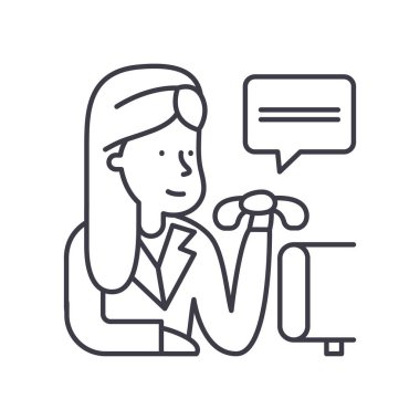 Katip konsepti simgesi, doğrusal izole çizim, ince çizgi vektörü, web tasarım işareti, düzenlenebilir konsept sembolü beyaz arkaplan üzerinde.