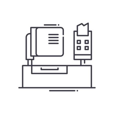 Kontrol simgesi, doğrusal izole edilmiş illüstrasyon, ince çizgi vektörü, web tasarım işareti, düzenlenebilir çizgi konsept sembolü beyaz arkaplan üzerinde.