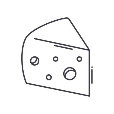 Peynir simgesi, doğrusal izole edilmiş illüstrasyon, ince çizgi vektörü, web tasarım işareti, düzenlenebilir beyaz arkaplan üzerinde çizgi konsept sembolü.