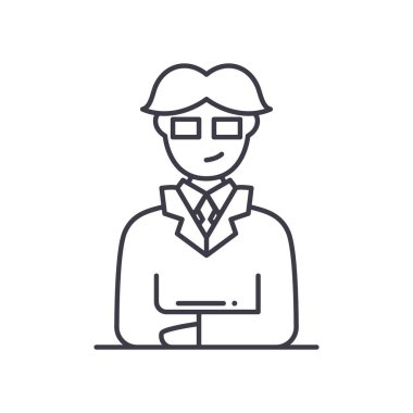 Şef yönetici simgesi, doğrusal izole edilmiş illüstrasyon, ince çizgi vektörü, web tasarım işareti, düzenlenebilir konsept sembolü beyaz arkaplan üzerinde.