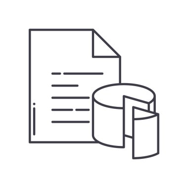 Grafik belgesi simgesi, doğrusal izole resimleme, ince çizgi vektörü, web tasarım işareti, düzenlenebilir konsept sembolü beyaz arkaplan üzerinde.