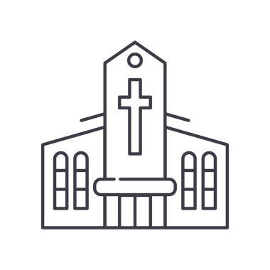 Şapel simgesi, doğrusal izole edilmiş illüstrasyon, ince çizgi vektörü, web tasarım işareti, düzenlenebilir beyaz arkaplan üzerinde çizgi konsept sembolü.