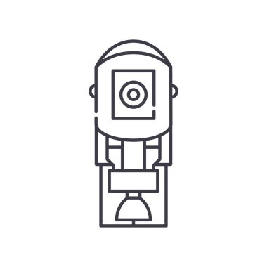 Circuit kamera simgesi, doğrusal izole edilmiş illüstrasyon, ince çizgi vektörü, web tasarım işareti, düzenlenebilir konsept sembolü beyaz arkaplan üzerinde.