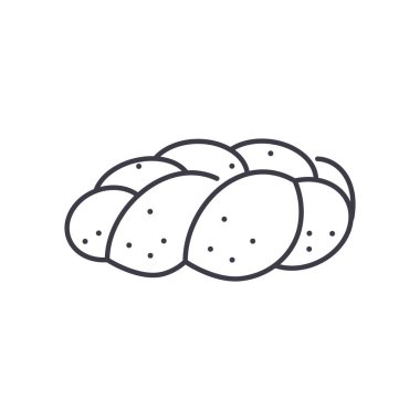 Challah simgesi, doğrusal izole edilmiş illüstrasyon, ince çizgi vektörü, web tasarım işareti, düzenlenebilir beyaz arkaplan üzerinde çizgi konsept sembolü.