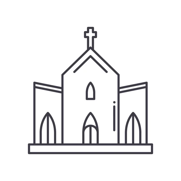 Icône de concept d'église, illustration linéaire isolée, vecteur de ligne mince, panneau de conception Web, symbole de concept de contour avec trait modifiable sur fond blanc. — Image vectorielle