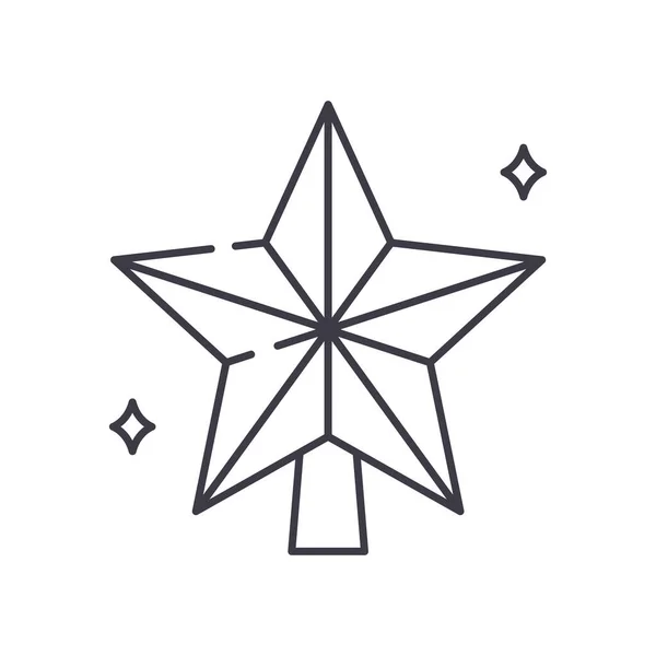 Icône étoile de Noël, illustration linéaire isolée, vecteur de ligne mince, signe de conception Web, symbole de concept de contour avec trait modifiable sur fond blanc. — Image vectorielle