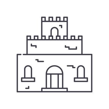 Kale simgesi, doğrusal izole edilmiş illüstrasyon, ince çizgi vektörü, web tasarım işareti, beyaz arkaplan üzerinde düzenlenebilir vuruşlu taslak konsept sembolü.