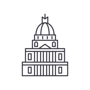 Katolik katedral simgesi, doğrusal izole edilmiş illüstrasyon, ince çizgi vektörü, web tasarım işareti, düzenlenebilir konsept sembolü beyaz arkaplan üzerinde.