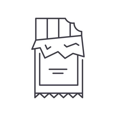 Çikolata simgesi, doğrusal izole edilmiş illüstrasyon, ince çizgi vektörü, web tasarım işareti, düzenlenebilir beyaz arkaplan üzerinde çizgi konsept sembolü.