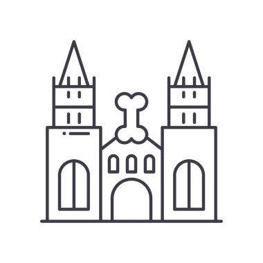 Kale eskrim simgesi, doğrusal izole çizim, ince çizgi vektörü, web tasarım işareti, düzenlenebilir konsept sembolü beyaz arkaplan üzerinde.