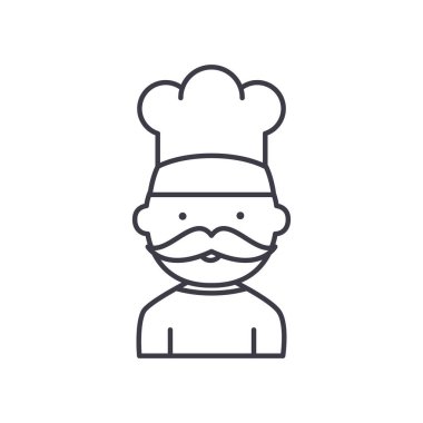 Baş simge, doğrusal izole resimleme, ince çizgi vektörü, web tasarım işareti, düzenlenebilir konsept sembolü beyaz arkaplan üzerinde.