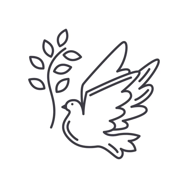 Icono de fe paloma cristiana, ilustración lineal aislada, vector de línea delgada, signo de diseño web, símbolo de concepto de contorno con trazo editable sobre fondo blanco. — Vector de stock