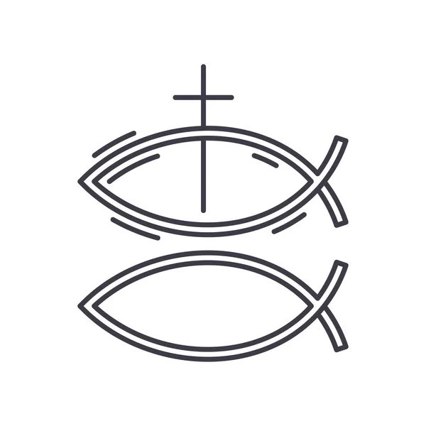 Christian fish line icon religious and symbol Vector Image