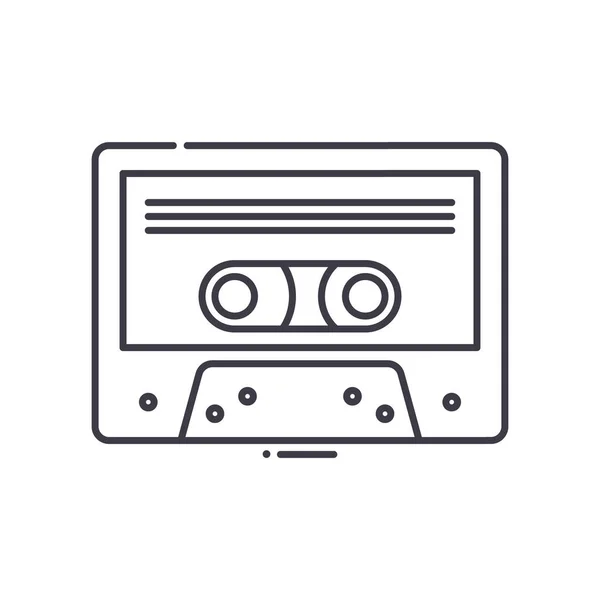 カセットテープアイコン、線形分離イラスト、細い線ベクトル、ウェブデザイン、白い背景で編集可能なストロークとアウトラインコンセプトシンボル. — ストックベクタ