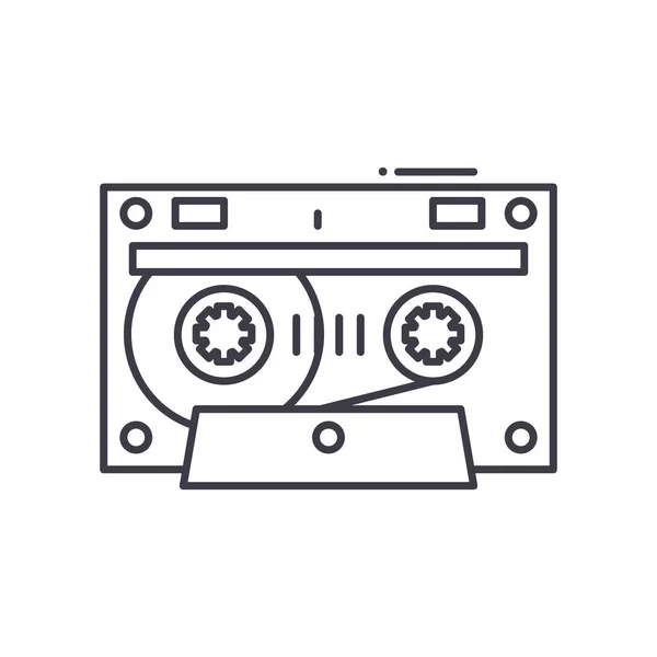 Icono de cassette, ilustración lineal aislada, vector de línea delgada, signo de diseño web, símbolo de concepto de contorno con trazo editable sobre fondo blanco. — Vector de stock