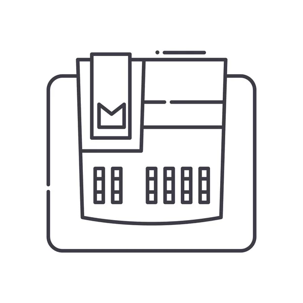 Registrierkassenkonzept-Symbol, linear isolierte Illustration, dünner Linienvektor, Webdesign-Schild, Umrisskonzept-Symbol mit editierbarem Strich auf weißem Hintergrund. — Stockvektor