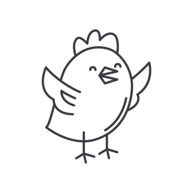 Chick simgesi, doğrusal izole edilmiş illüstrasyon, ince çizgi vektörü, web tasarım işareti, düzenlenebilir beyaz arkaplan üzerinde çizgi konsept sembolü.