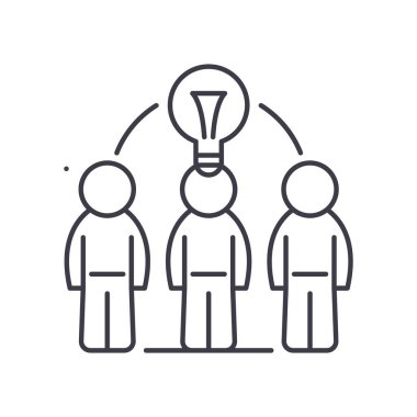 Farklı bir fikir simgesi, doğrusal izole edilmiş illüstrasyon, ince çizgi vektörü, web tasarım işareti, düzenlenebilir beyaz arkaplan üzerinde çizgi konsept sembolü düşünün.