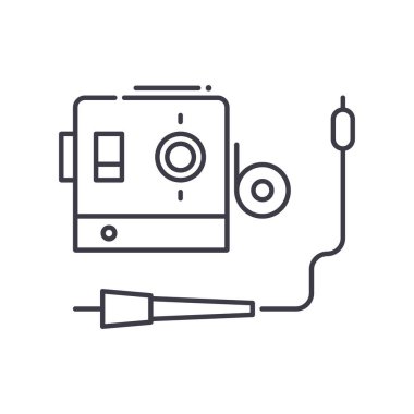 Lehim demir simgesi, doğrusal izole edilmiş illüstrasyon, ince çizgi vektörü, web tasarım işareti, düzenlenebilir beyaz arkaplan üzerinde çizgi konsept sembolü.