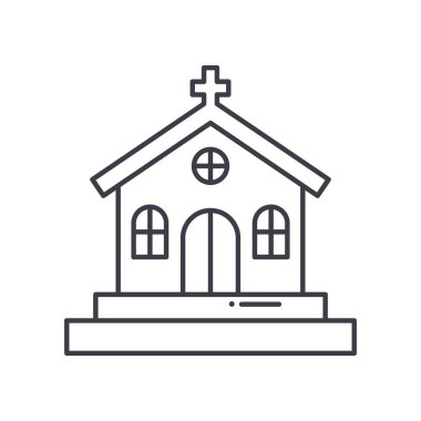 Tapınak simgesi, doğrusal izole edilmiş illüstrasyon, ince çizgi vektörü, web tasarım işareti, düzenlenebilir konsept sembolü beyaz arkaplan üzerinde.