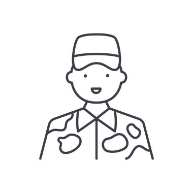 Asker simgesi, doğrusal izole edilmiş illüstrasyon, ince çizgi vektörü, web tasarım işareti, düzenlenebilir beyaz arkaplan üzerinde çizgi konsept sembolü.