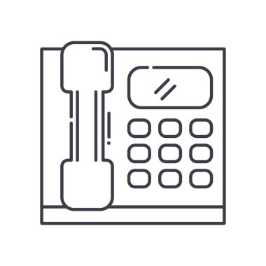 Telefon aygıtı simgesi, doğrusal izole edilmiş illüstrasyon, ince çizgi vektörü, web tasarım işareti, düzenlenebilir çizgi konsept sembolü beyaz arkaplan üzerinde.