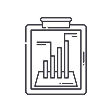 Teknoloji raporu simgesi, doğrusal izole edilmiş illüstrasyon, ince çizgi vektörü, web tasarım işareti, düzenlenebilir konsept sembolü beyaz arkaplan üzerinde.