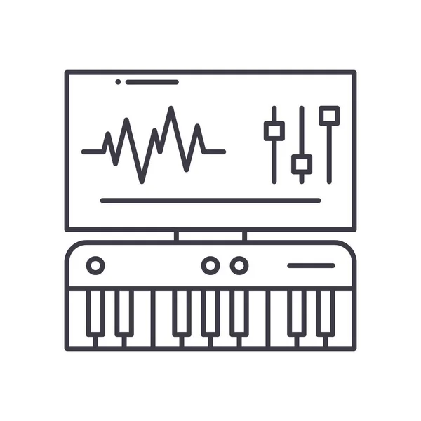 Sound-Software-Symbol, linear isolierte Illustration, dünner Linienvektor, Webdesign-Zeichen, Umrisskonzept-Symbol mit editierbarem Strich auf weißem Hintergrund. — Stockvektor