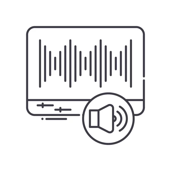 사운드 스펙트럼 아이콘, 선형 분리 된 일러스트, 얇은 선 벡터, 웹 디자인 기호, 윤곽 기호의 개념 심볼 흰색 배경에 편집 가능 한 획으로. — 스톡 벡터
