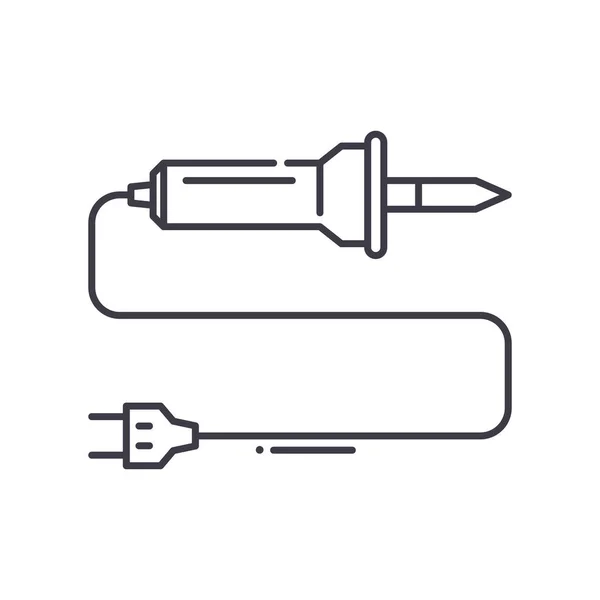 Icône de concept de fer à souder, illustration linéaire isolée, vecteur de ligne mince, panneau de conception Web, symbole de concept de contour avec trait modifiable sur fond blanc. — Image vectorielle