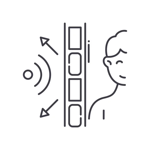 Sound wall isolation icon, linear isolated illustration, thin line vector, web design sign, outline concept symbol with editable stroke on white background. — Stock Illustration Sound wall isolation icon, linear isolated illustration, thin line vector, web design sign, outline concept symbol with editable stroke on white background. Royalty Free Stock Illustrations