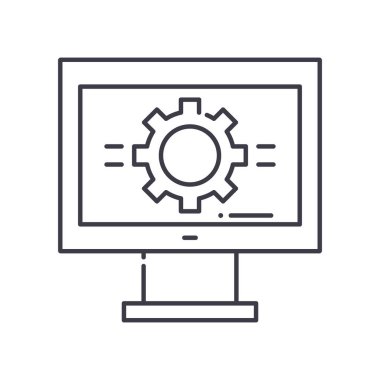 Teknik destek konsepti simgesi, doğrusal izole edilmiş illüstrasyon, ince çizgi vektörü, web tasarım işareti, düzenlenebilir konsept sembolü beyaz arkaplan üzerinde.