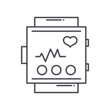 Akıllı saat konsept simgesi, doğrusal izole çizim, ince çizgi vektörü, web tasarım işareti, düzenlenebilir konsept sembolü beyaz arkaplan üzerinde.