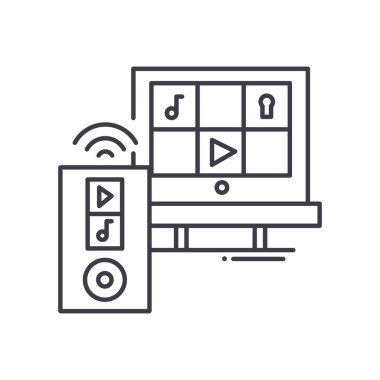 Akıllı TV konsept simgesi, doğrusal izole resimleme, ince çizgi vektörü, web tasarım işareti, düzenlenebilir konsept sembolü beyaz arkaplan üzerinde.