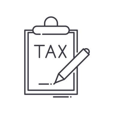 Vergi simgesi, doğrusal izole edilmiş illüstrasyon, ince çizgi vektörü, web tasarım işareti, düzenlenebilir beyaz arkaplan üzerinde çizgi konsept sembolü.