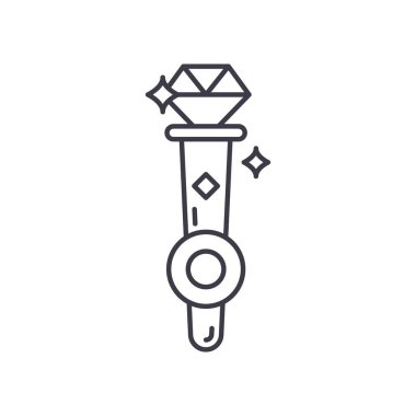 Kraliyet değnek simgesi, doğrusal izole edilmiş illüstrasyon, ince çizgi vektörü, web tasarım işareti, düzenlenebilir beyaz arkaplan üzerinde çizgi konsept sembolü.