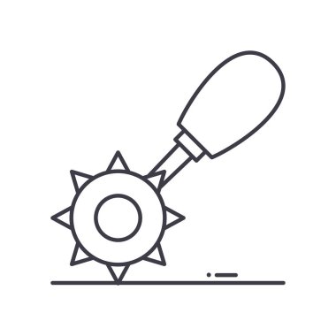 Rulet tekerleği simgesi, doğrusal izole çizim, ince çizgi vektörü, web tasarım işareti, düzenlenebilir konsept sembolü beyaz arkaplan üzerinde.