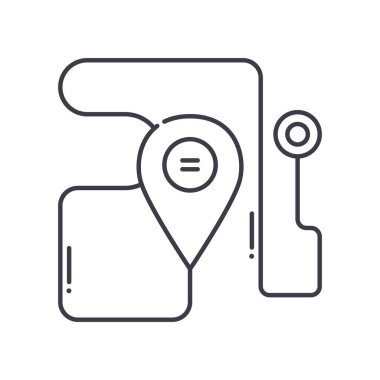 Yönlendirme simgesi, doğrusal izole edilmiş illüstrasyon, ince çizgi vektörü, web tasarım işareti, düzenlenebilir beyaz arkaplan üzerinde çizgi konsept sembolü.