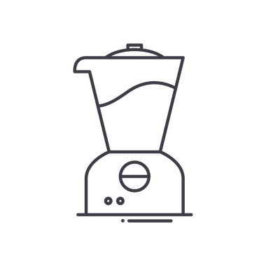 Mutfak karıştırıcı simgesi, doğrusal izole edilmiş illüstrasyon, ince çizgi vektörü, web tasarım işareti, düzenlenebilir konsept sembolü beyaz arkaplan üzerinde.