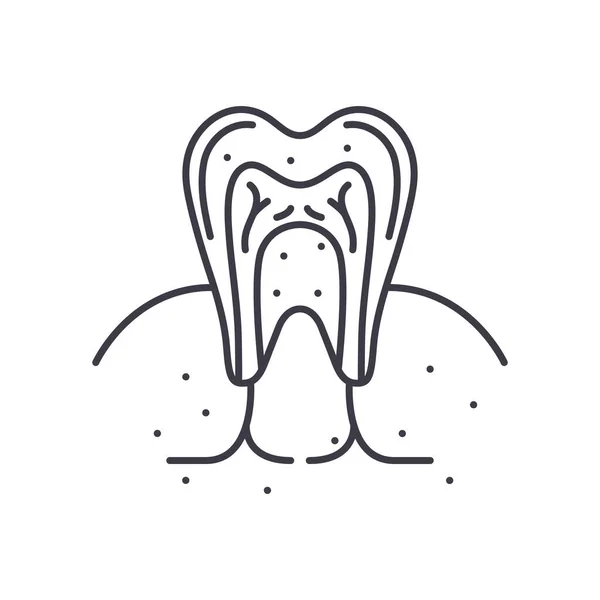 아이콘 안의 치아, 선형 분리 된 그림, 얇은 선 벡터, 웹 디자인 기호, 윤곽 기호, 흰색 배경에 에델 릭 스트로크와 컨셉트 심볼. — 스톡 벡터