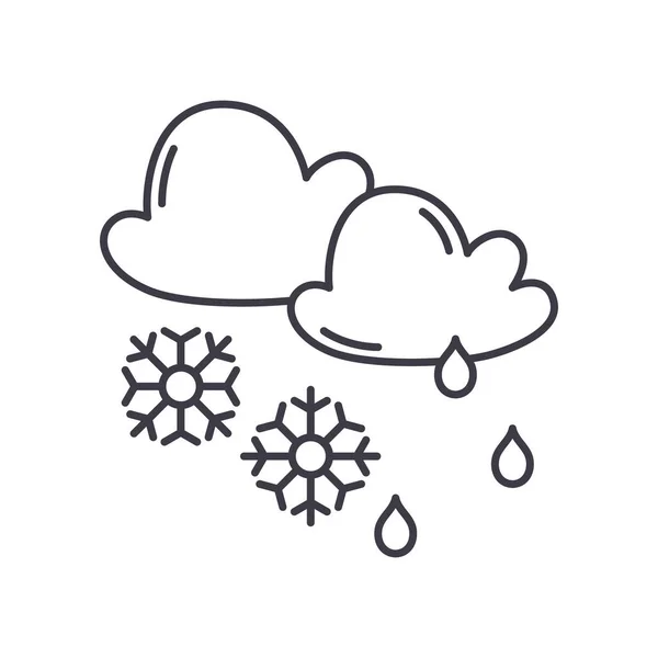 Χιόνι και βροχή εικονίδιο, γραμμική απομονωμένη εικόνα, λεπτή γραμμή διάνυσμα, web design σημάδι, περίγραμμα έννοια σύμβολο με επεξεργάσιμο εγκεφαλικό επεισόδιο σε λευκό φόντο. — Διανυσματικό Αρχείο
