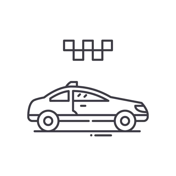 Icona del concetto di taxi, illustrazione lineare isolata, vettore di linea sottile, segno di progettazione web, simbolo del concetto di contorno con tratto modificabile su sfondo bianco. — Vettoriale Stock