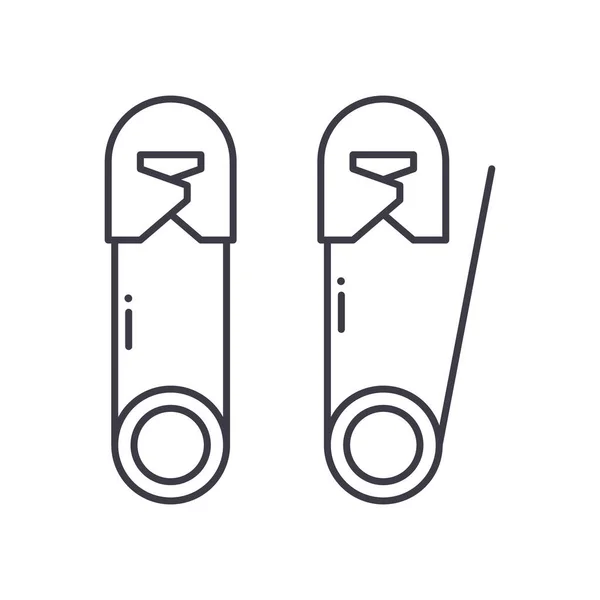 Icono de pin de seguridad, ilustración lineal aislada, vector de línea delgada, signo de diseño web, símbolo de concepto de contorno con trazo editable sobre fondo blanco. — Vector de stock