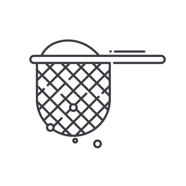 Icône de passoire de cuisine, illustration linéaire isolée, vecteur de ligne mince, panneau de conception Web, symbole de concept de contour avec trait modifiable sur fond blanc. — Image vectorielle