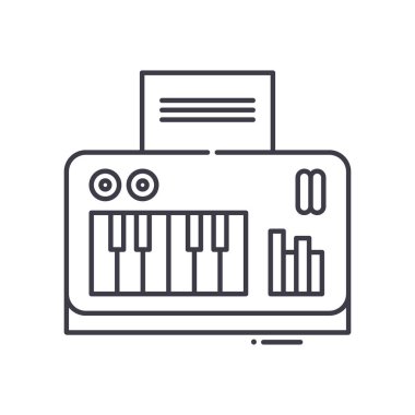 Klavye simgesi, doğrusal izole edilmiş illüstrasyon, ince çizgi vektörü, web tasarım işareti, düzenlenebilir çizgi konsept sembolü beyaz arkaplan üzerinde.