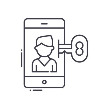 Anahtar kişi simgesi, doğrusal izole edilmiş illüstrasyon, ince çizgi vektörü, web tasarım işareti, düzenlenebilir çizgi konsept sembolü beyaz arkaplan üzerinde.