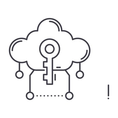 Anahtar veri simgesi, doğrusal izole edilmiş illüstrasyon, ince çizgi vektörü, web tasarım işareti, düzenlenebilir çizgi konsept sembolü beyaz arkaplan üzerinde.