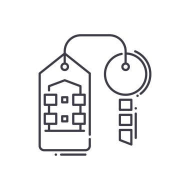 Emlak simgesi, doğrusal izole edilmiş illüstrasyon, ince çizgi vektörü, web tasarım işareti, düzenlenebilir konsept sembolü beyaz arkaplan üzerinde.